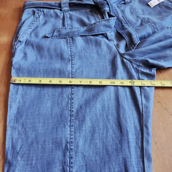 NWT Talbots Tie Waist Ankle Chino Pants Sz 18 Chambray Blue Pockets Slim Leg - Picture 9 of 11